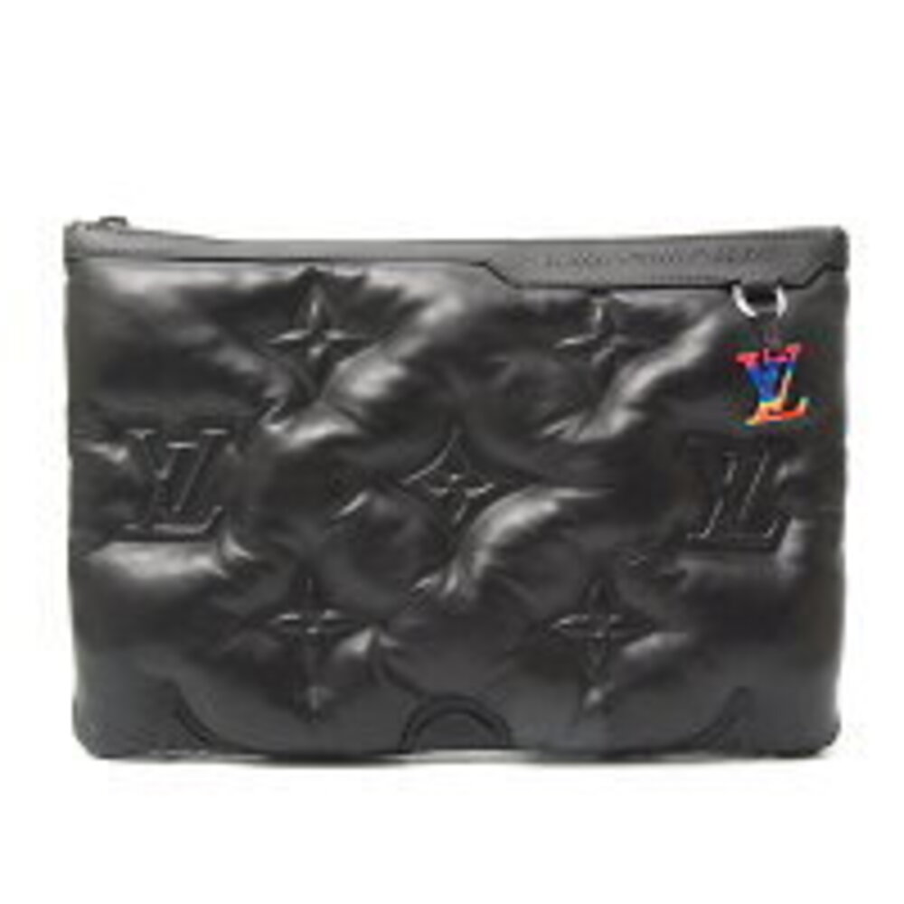 Louis Vuitton Clutch Bag Shoulder Pochette Leather Black